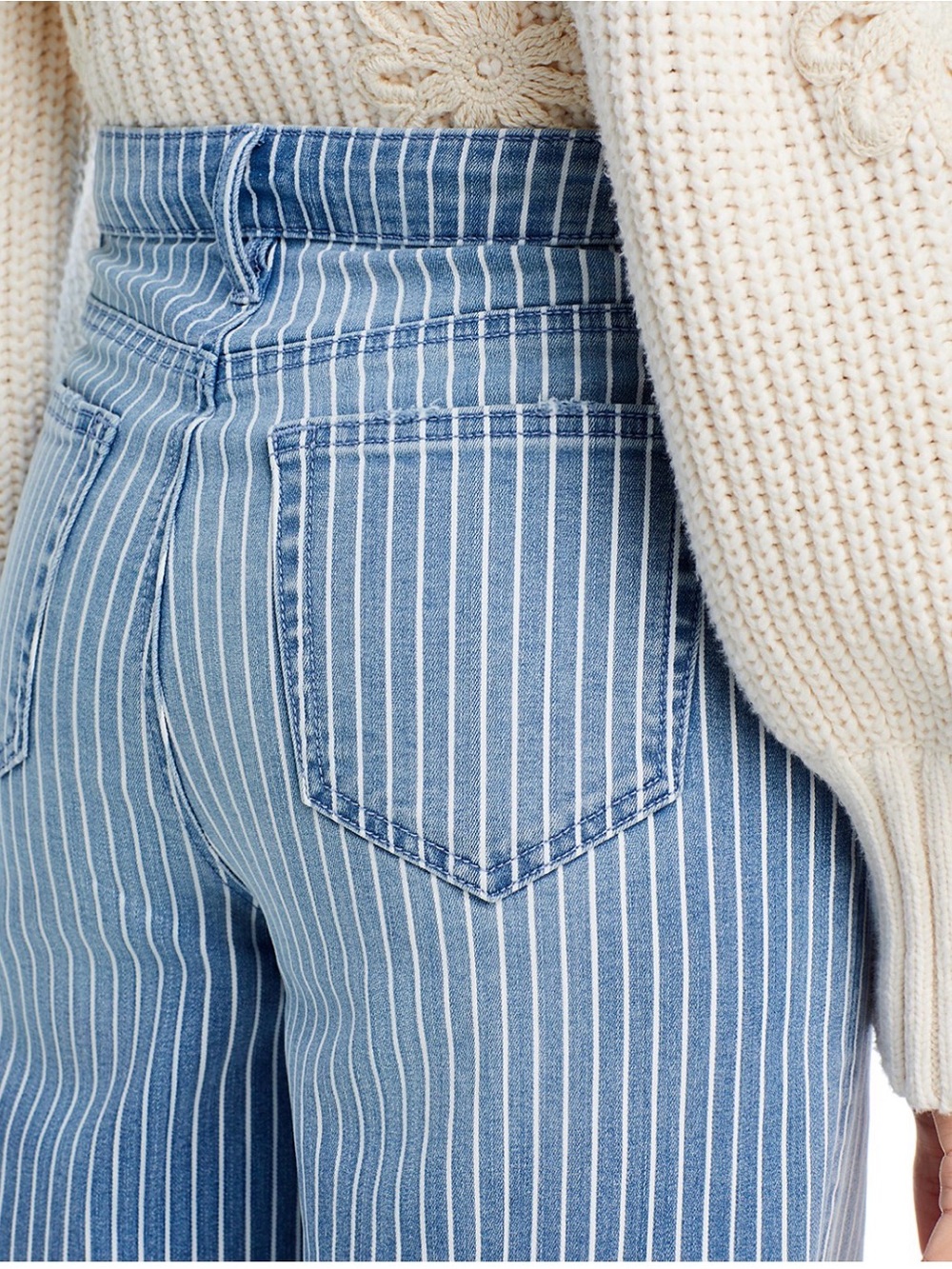 🎉 HOST PICK: Aqua Bloomingdale's Striped Cuffed Dad Jeans in Medium Wash - Picture 5 of 9